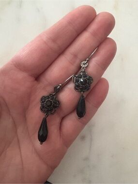 Mexx Black Floral Teardrop Dangle Earrings